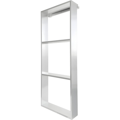 Frame R90AKFPO3590-B Полка с тремя перекладинами подвесная на стекло 350*85*900 мм, с 2 крючками, серебристая