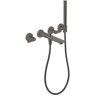 Axor Citterio C 49481340 Смеситель для ванны встроенный на 3 отверстия с ручным душем, шлифованный чёрный хром