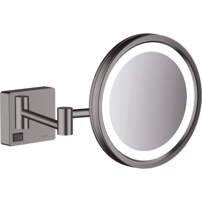 AddStoris 41790340 Косметическое зеркало для бритья с увеличением в 3 раза с LED подсветкой, шлифованный чёрный хром