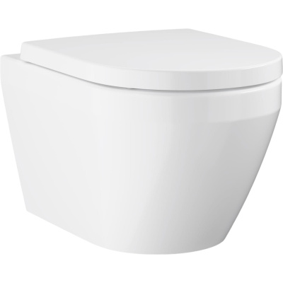 Euro Ceramic 102510SH00 Унитаз подвесной торнадо с сиденьем, глянцевый белый