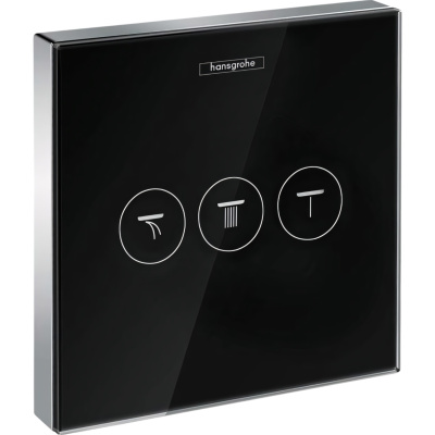 ShowerSelect 15736600 Запорный вентиль встраиваемый на 3 выхода, чёрное стекло