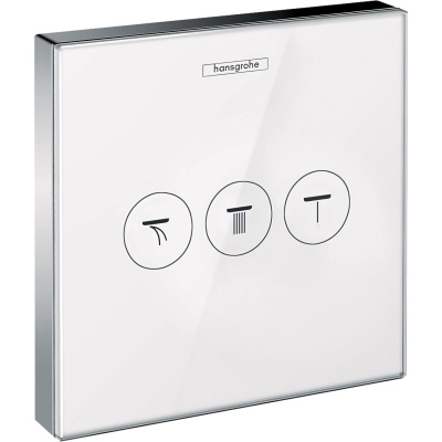 ShowerSelect 15736400 Запорный вентиль встраиваемый на 3 выхода, белое стекло