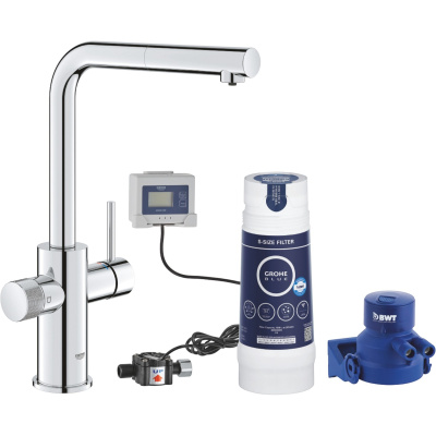 Grohe Blue Pure Minta 30591000 Кухонный смеситель 331 мм 1jet с вытяжным душем, с фильтром для питьевой воды, стартовый комплект, хром