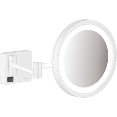 AddStoris 41790700 Косметическое зеркало для бритья с увеличением в 3 раза с LED подсветкой, матовый белый