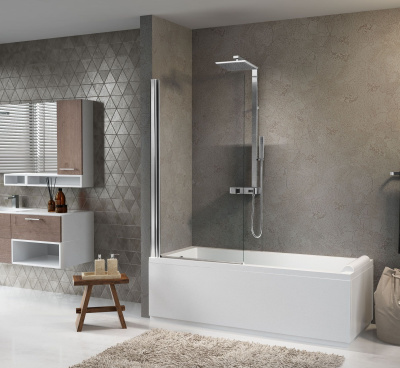 Aurora 1 AURORAN185-1B Стеклянная шторка на ванну 85*150 см, стекло прозрачное, матовый хром