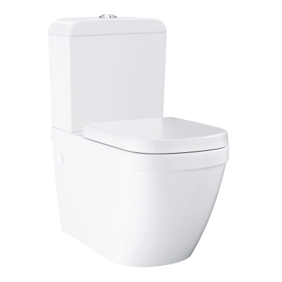 Euro Ceramic 39462000 Унитаз напольный безободковый с бачком и сиденьем, глянцевый белый