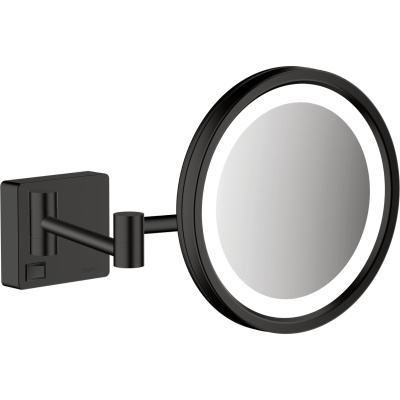 AddStoris 41790670 Косметическое зеркало для бритья с увеличением в 3 раза с LED подсветкой, матовый чёрный