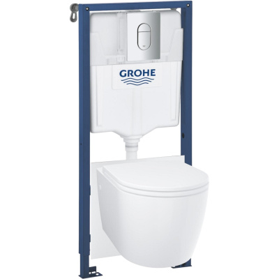 Bau Ceramic Slim 103849SH00 Комплект 5в1: Инсталляция с кнопкой смыва и изоляцией, унитаз подвесной безободковый с сиденьем, хром