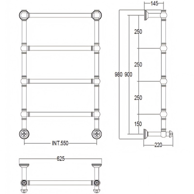 9-442 Armonia Полотенцесушитель водяной 4М 550 мм, золото