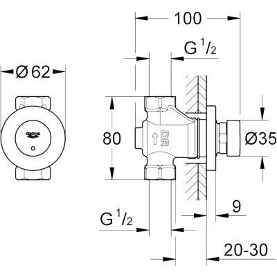 Euroeco Cosmopolitan T 36268000 Автоматический проходной вентиль 1/2″, хром