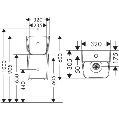 EluPura Original Q 60128450 Писсуар с наружным подводом воды, глянцевый белый