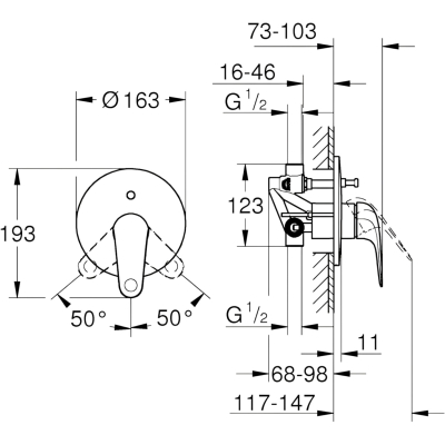 Swift 24336001 Смеситель для ванны встраиваемый в комплекте, хром