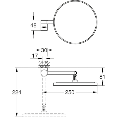 Selection 41077GN0 Косметическое зеркало для бритья с увеличением в 7 раз, холодный рассвет, матовый