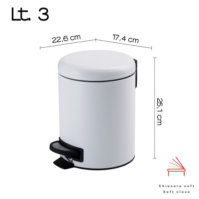 Potty 3209-02 Ведро для мусора 3л, матовое белое
