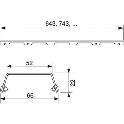 TECEdrainline 600883 Декоративная решётка "steel II" 80 см, нержавеющая сталь, матовая