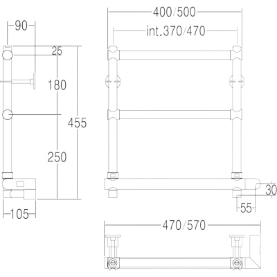 540 Sole Полотенцесушитель электрический 3М 470 мм, бронза