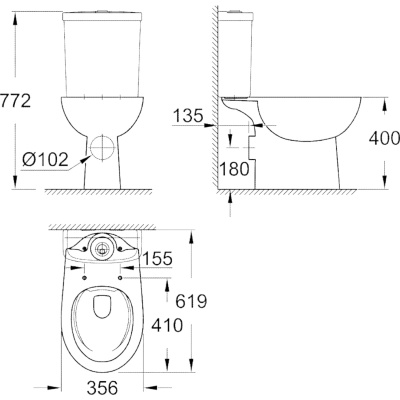 Bau Ceramic 39349000 Унитаз напольный безободковый, глянцевый белый