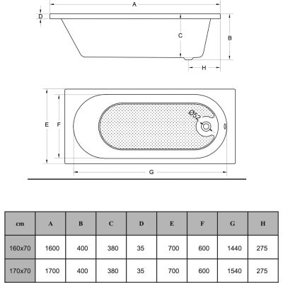 Smart 100085052 Ванна акриловая встраиваемая 160*70 см, глянцевая белая