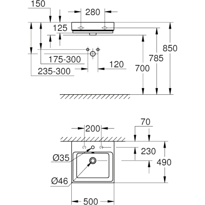 Cube Ceramic 3947400H Раковина подвесная 50*49 см, глянцевая белая
