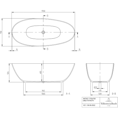 Antao UBQ170TAO7V-AL Ванна отдельностоящая из искусственного камня Quaryl 170*75 см, (Almond) бежевый