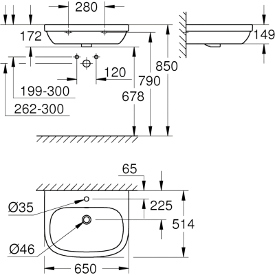Euro Ceramic 39323000 Раковина подвесная 65*51,4 см, глянцевая белая