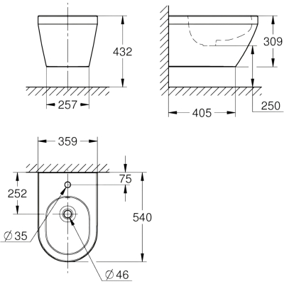 Euro Ceramic 102487SH00 Биде подвесное, глянцевое белое