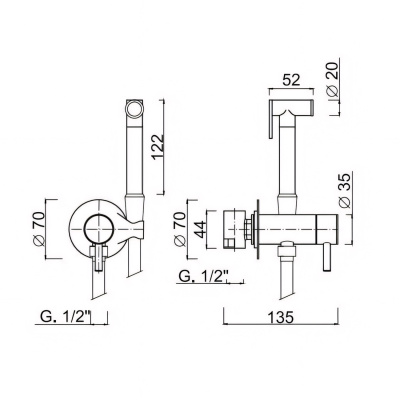 Acc. Bagno 30AA8595 Гигиенический душ со смесителем, нержавеющая сталь