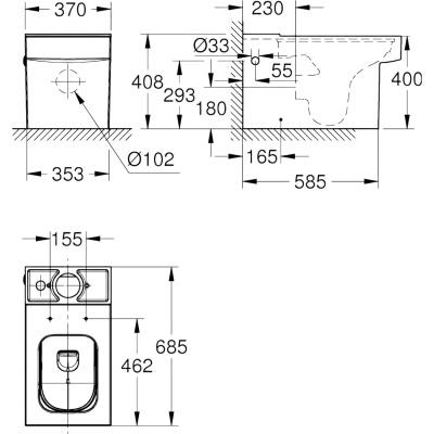Cube Ceramic 3948400H Унитаз напольный безободковый, глянцевый белый