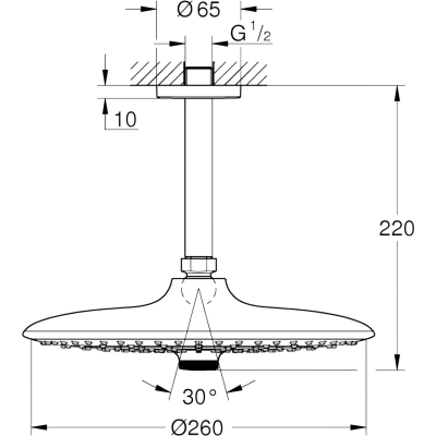 Euphoria 26461000 Верхний душ с потолка ø 260 мм 3jet, хром