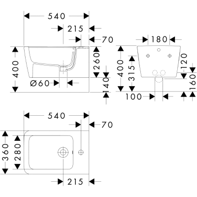 EluPura Q 60280450 Биде подвесное, глянцевое белое