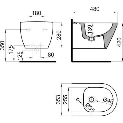 Nk Concept 100327731 Биде подвесное, глянцевое белое