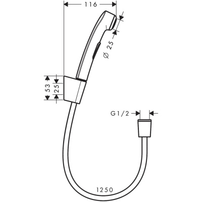 Bidette 32129670 Гигиенический душ с держателем и шлангом, матовый чёрный