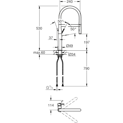 Essence 30503KF0 Кухонный смеситель 197 мм 2jet, фантомный чёрный