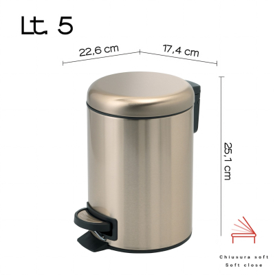 Potty 3309-87 Ведро для мусора 5л, золото PVD