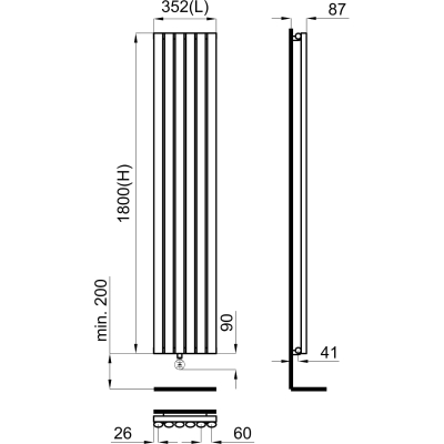 Essence C 100226491 Полотенцесушитель-вешалка электрический 1800*350 мм, матовый чёрный