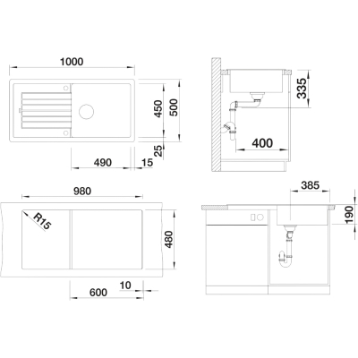 Zia XL 6S 517568 Мойка встраиваемая сверху 100*50 см, антрацит