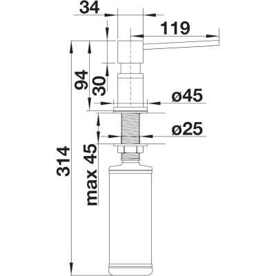 Lato 527743 Дозатор для жидкого мыла встраиваемый, тёмная сталь