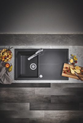 K400 31640AP0 Мойка встраиваемая сверху 86*50 см, чёрный гранит
