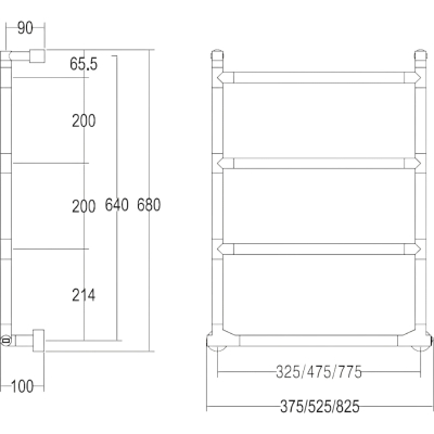 572/M/B Sereno Полотенцесушитель электрический 4M 325 мм, хром