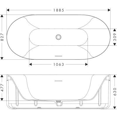 Axor Suite 42005990 Ванна отдельностоящая из искусственного камня SolidSurface 188,5*82,7 см, матовая белая
