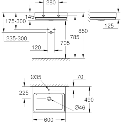Cube Ceramic 3947300H Раковина подвесная 60*49 см, глянцевая белая