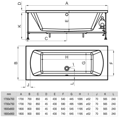 SP One XL 100057454 Ванна акриловая встраиваемая 170*70 см, глянцевая белая