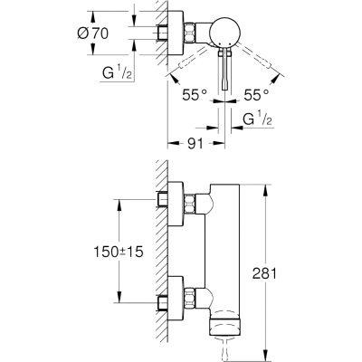 Essence 25252AL1 Смеситель для душа, тёмный графит, матовый