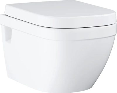 Euro Ceramic 39703000/38772001 Комплект 4 в 1: Инсталляция с кнопкой смыва, унитаз подвесной безободковый с сиденьем, хром