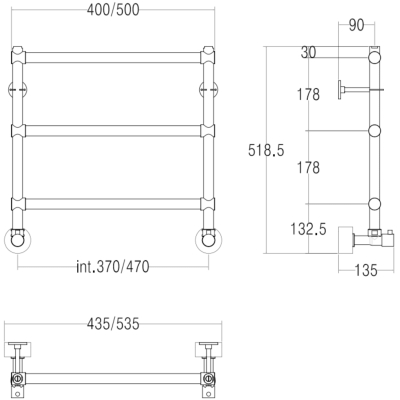 440 Sole Полотенцесушитель водяной 3М 470 мм, хром