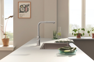 Grohe Blue Pure Minta 30590DC0 Кухонный смеситель 331 мм 1jet с вытяжным душем, с функцией фильтрации воды, суперсталь