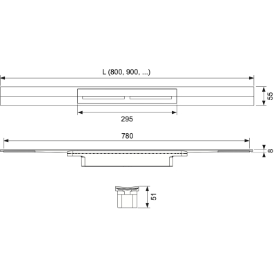 TECEdrainprofile 670810 Профиль для душа 80 см, хром