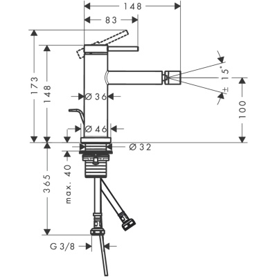 Tecturis S 73201340 Смеситель для биде, со сливным гарнитуром, шлифованный чёрный хром