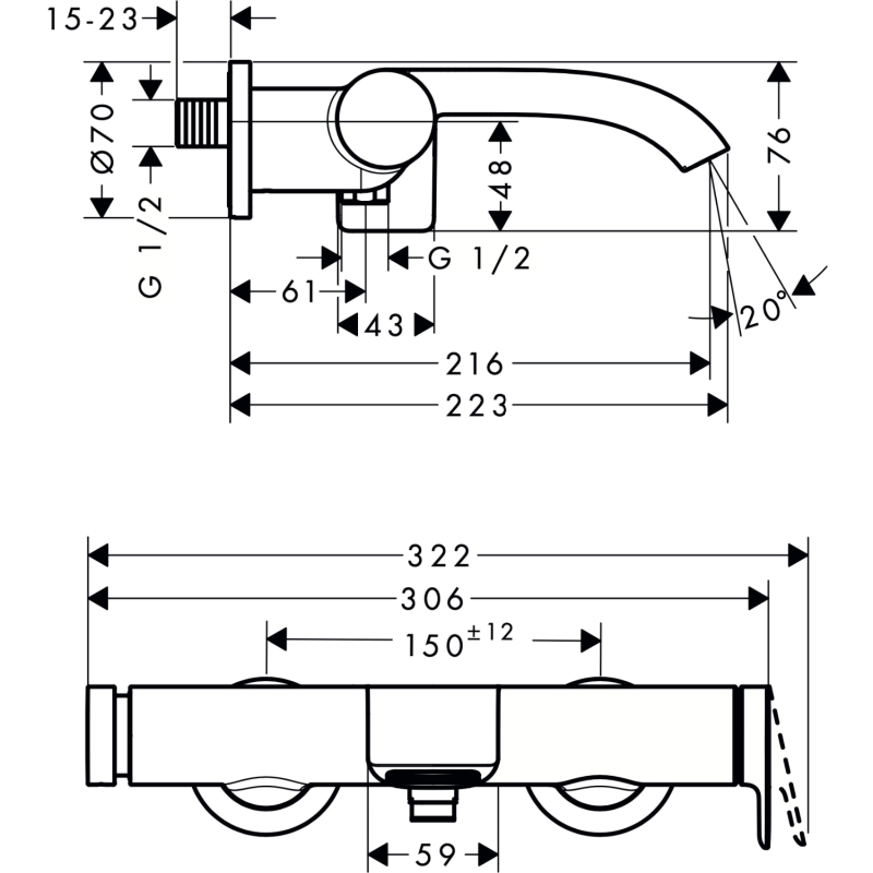 Vivenis 75420340 Смеситель для ванны, шлифованный чёрный хром
