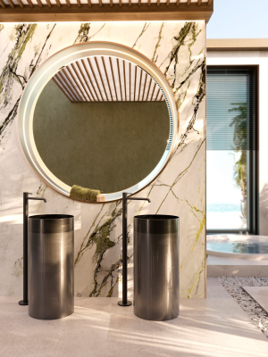 Rome 100360885 Раковина напольная стальная ø 40,6 см, шлифованный титан